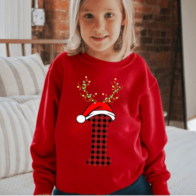 Ziemassvētku apdruka 26 Ziemassvētku pleds Alfabēts Ziemassvētku alus ar cepuri 2022 Jauns bērnu apģērbs Vienkrāsu kapuces Džemperi