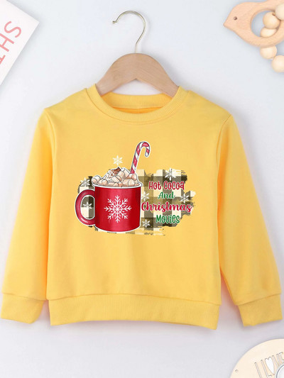 Ziemassvētku dzērienu apdrukas džemperis Forša džempera apdruka New Seasons Unisex garām piedurknēm Ērts Ziemassvētku stils