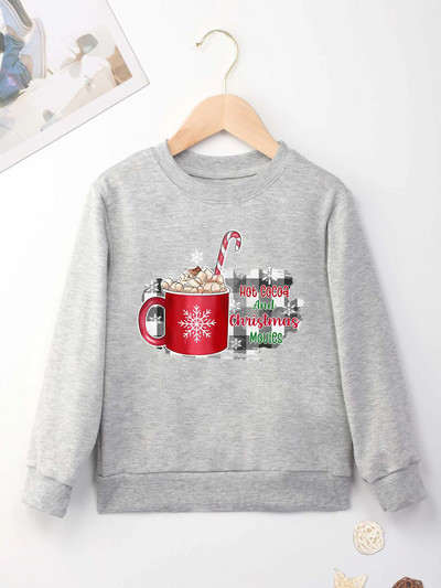 Ziemassvētku dzērienu apdrukas džemperis Forša džempera apdruka New Seasons Unisex garām piedurknēm Ērts Ziemassvētku stils