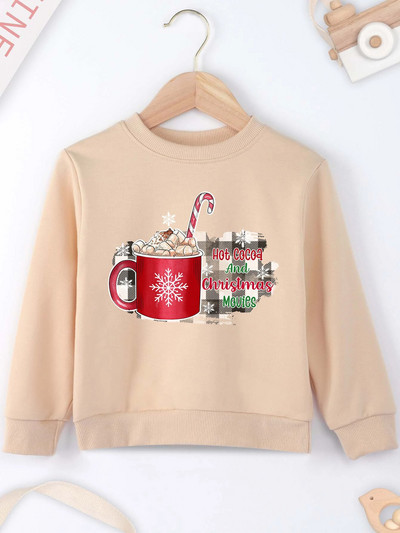 Ziemassvētku dzērienu apdrukas džemperis Forša džempera apdruka New Seasons Unisex garām piedurknēm Ērts Ziemassvētku stils