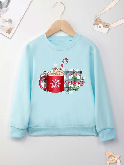 Ziemassvētku dzērienu apdrukas džemperis Forša džempera apdruka New Seasons Unisex garām piedurknēm Ērts Ziemassvētku stils