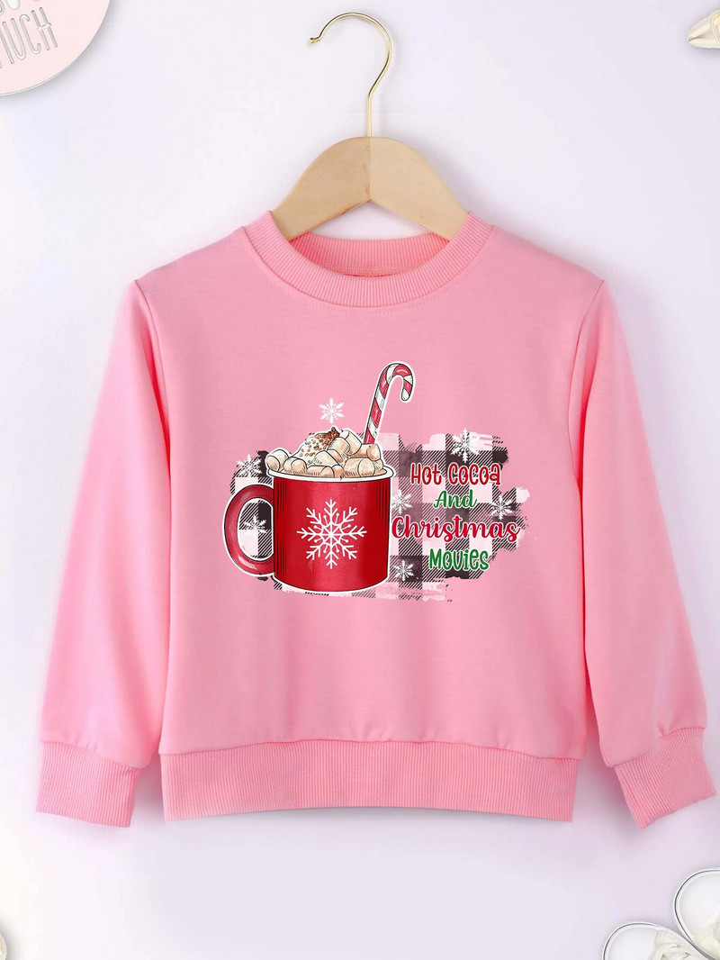 Ziemassvētku dzērienu apdrukas džemperis Forša džempera apdruka New Seasons Unisex garām piedurknēm Ērts Ziemassvētku stils