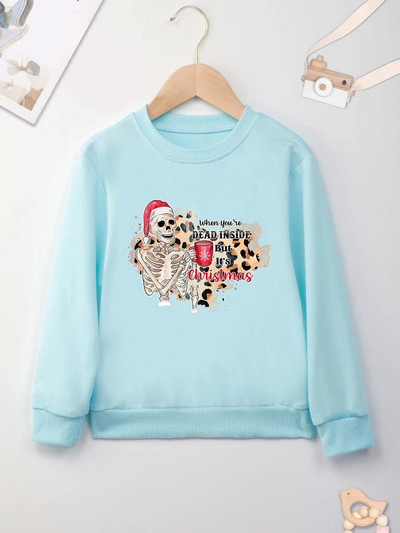 Ziemassvētku galvaskausa apdrukas džemperis Forša džempera apdruka Jauns Four Seasons Unisex garām piedurknēm ērts Ziemassvētku stils