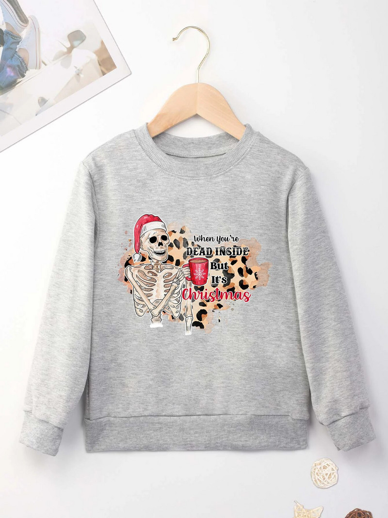 Ziemassvētku galvaskausa apdrukas džemperis Forša džempera apdruka Jauns Four Seasons Unisex garām piedurknēm ērts Ziemassvētku stils