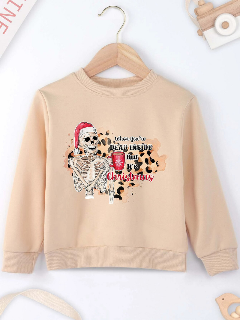 Ziemassvētku galvaskausa apdrukas džemperis Forša džempera apdruka Jauns Four Seasons Unisex garām piedurknēm ērts Ziemassvētku stils