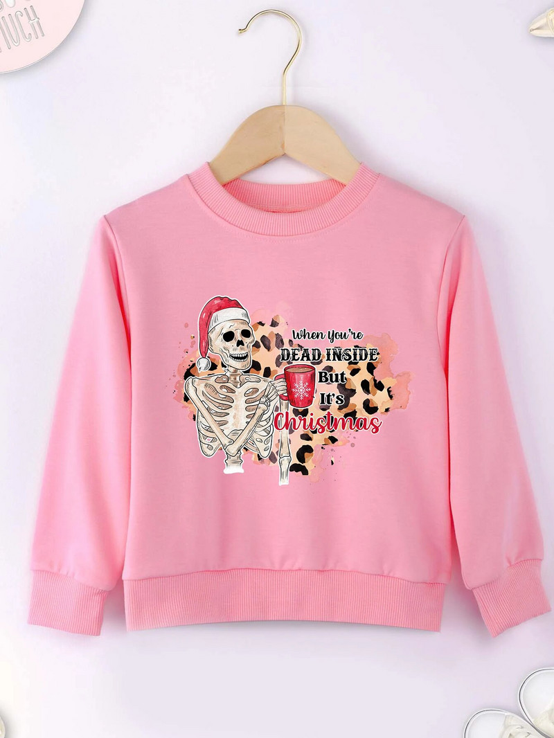 Ziemassvētku galvaskausa apdrukas džemperis Forša džempera apdruka Jauns Four Seasons Unisex garām piedurknēm ērts Ziemassvētku stils