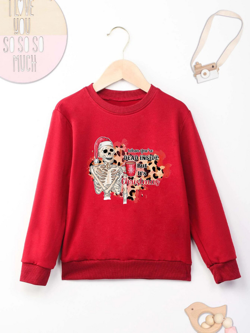 Ziemassvētku galvaskausa apdrukas džemperis Forša džempera apdruka Jauns Four Seasons Unisex garām piedurknēm ērts Ziemassvētku stils