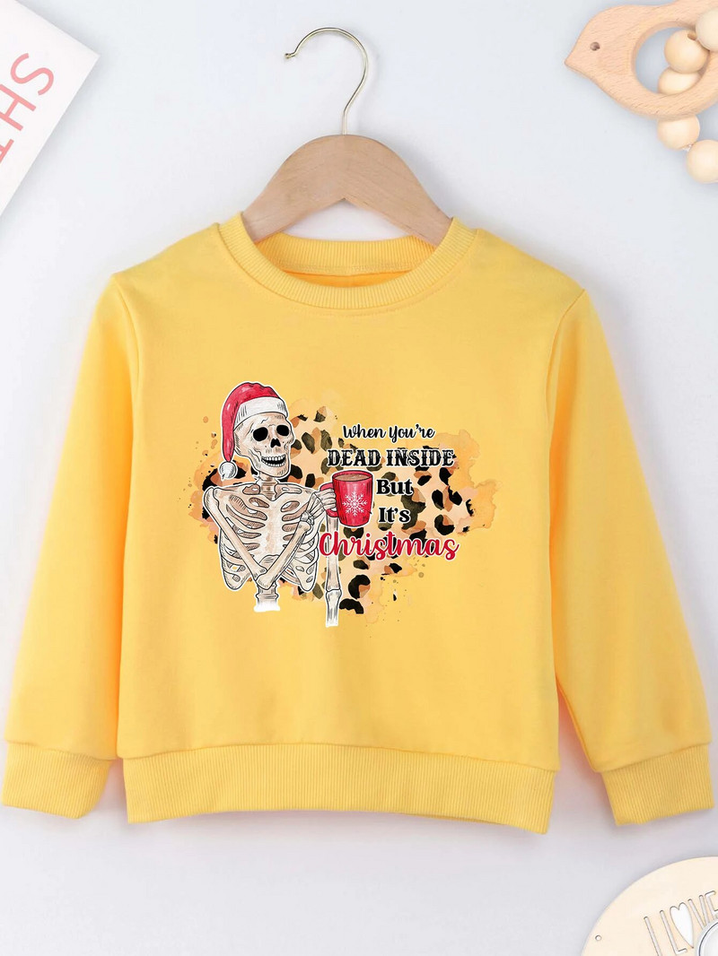 Ziemassvētku galvaskausa apdrukas džemperis Forša džempera apdruka Jauns Four Seasons Unisex garām piedurknēm ērts Ziemassvētku stils