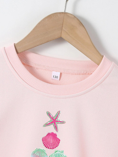 Bērnu džemperis ar garām piedurknēm ar kapuci Tops ikdienas poliestera Ziemassvētku apdruka Ērts pavasara rudens Premium meiteņu džemperis 4-12G