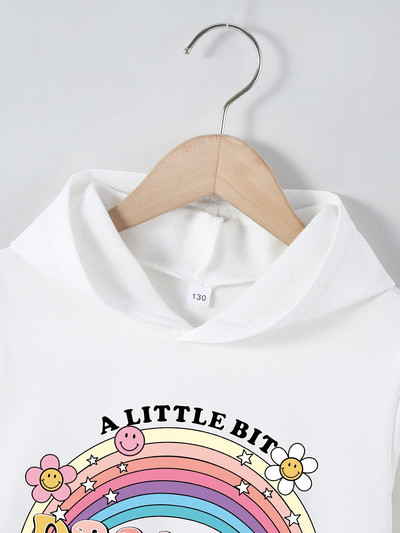 Laste sügise kapuutsiga kampsun, väikelaste tüdrukute riided, kampsun, vikerkaaremustriline kampsun, tüdrukute sügistalvine kapuutsiga jope kostüüm