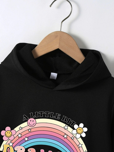 Laste sügise kapuutsiga kampsun, väikelaste tüdrukute riided, kampsun, vikerkaaremustriline kampsun, tüdrukute sügistalvine kapuutsiga jope kostüüm