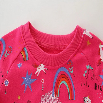 Jumping Meters Fashion Girls Φούτερ για Φθινοπωρινό Χειμώνα Unicorn Βρεφικά πουλόβερ Βαμβακερά Rainbow Παιδικά Hoodies Top Ρούχα