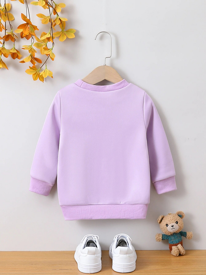 Lányok környakú pulóver, őszi és téli polár hosszú ujjú felső, meleg és alkalmi rajzfilmes nyomtatott lányruházat