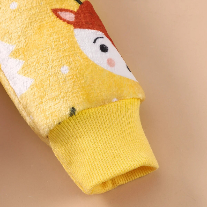 2023. gada ziemas meiteņu džemperis, bērnu tops ikdienišķs, gudrs lapsu apdruka ar garām piedurknēm plīša džemperi ar kapuci, bērnu valkāšana 3 4 5 6 gadi