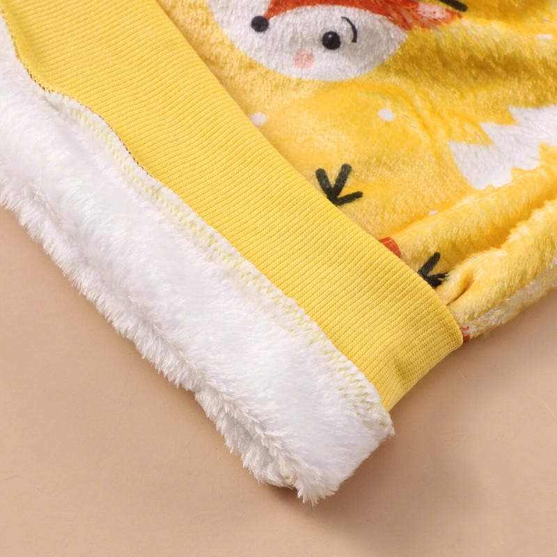 2023. gada ziemas meiteņu džemperis, bērnu tops ikdienišķs, gudrs lapsu apdruka ar garām piedurknēm plīša džemperi ar kapuci, bērnu valkāšana 3 4 5 6 gadi