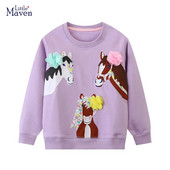 Little Maven Hoodies Bērnu Apģērbi Bērnu Apģērbi Zīdaiņi Meitenes Purpursarkani Virsdrēbes Karikatūra Unicorn Džemperis Pavasara Rudens Topi