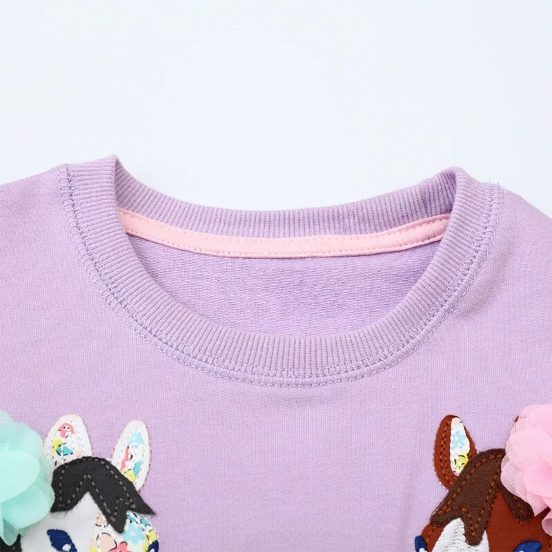 Little Maven Hoodies Bērnu Apģērbi Bērnu Apģērbi Zīdaiņi Meitenes Purpursarkani Virsdrēbes Karikatūra Unicorn Džemperis Pavasara Rudens Topi