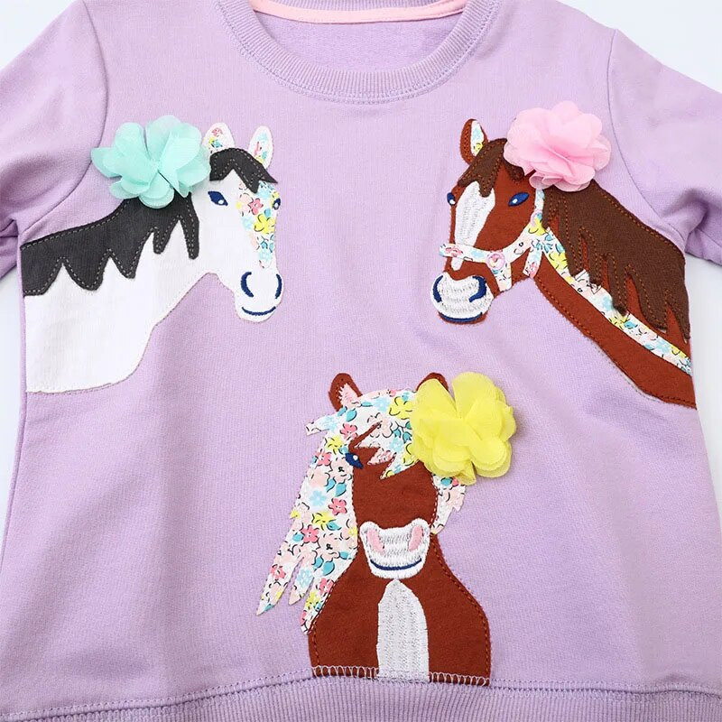 Little Maven Hoodies Bērnu Apģērbi Bērnu Apģērbi Zīdaiņi Meitenes Purpursarkani Virsdrēbes Karikatūra Unicorn Džemperis Pavasara Rudens Topi