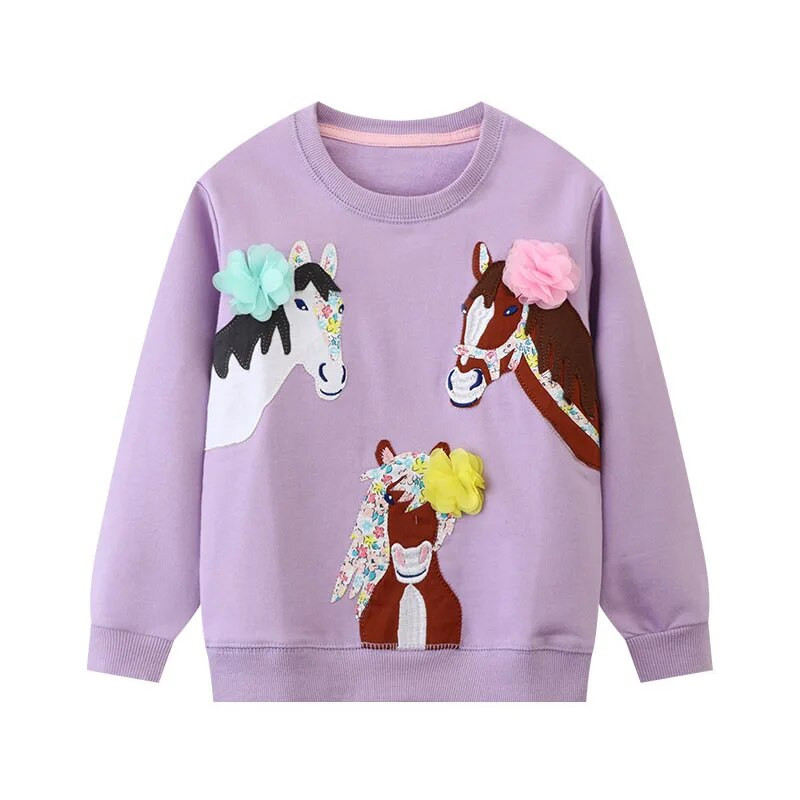 Little Maven Hoodies Bērnu Apģērbi Bērnu Apģērbi Zīdaiņi Meitenes Purpursarkani Virsdrēbes Karikatūra Unicorn Džemperis Pavasara Rudens Topi