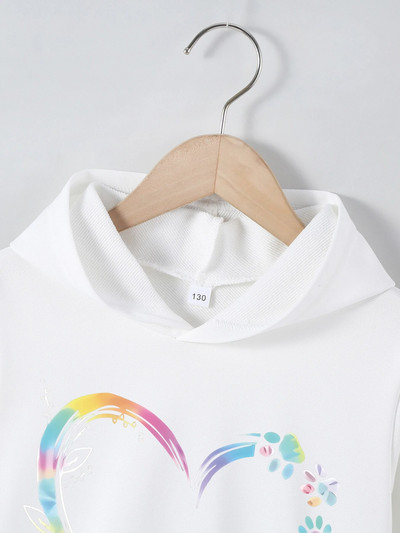 Bērni no 4 līdz 12 gadus veciem jaukām meitenēm Apģērbi Mīlestības apdrukas džemperis Bērnu pavasara un rudens top zēniem Ērts ikdienas džemperis ar kapuci