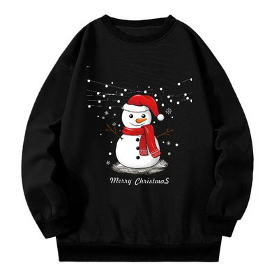 Kalėdų sniego senelio spauda Didelio dydžio megztiniai Moteriški drabužiai Rudens žiemos moteriški megztiniai Nauja mada moteriški megztiniai