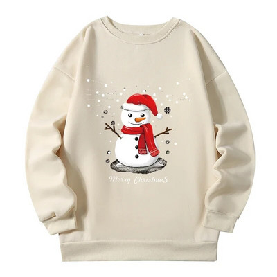 Kalėdų sniego senelio spauda Didelio dydžio megztiniai Moteriški drabužiai Rudens žiemos moteriški megztiniai Nauja mada moteriški megztiniai