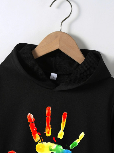 Jauns bērnu rudens ziemas džemperis ar kapuci 4–12 gadu poliestera multfilmu drukas tops zēniem un meitenēm Bērnu džemperis ar garām piedurknēm ar kapuci