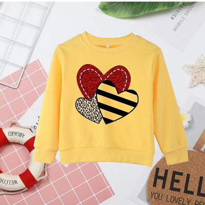 Rozā augstas kvalitātes bērnu sporta krekli O kakla apģērbi Mīlestības sirds apdruka Visiem atbilst Populāri Moderni Bērnu Topi Bez kapuces Džemperis Dropship