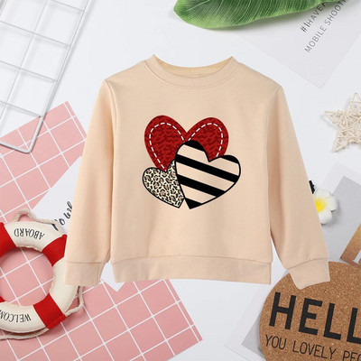 Rozā augstas kvalitātes bērnu sporta krekli O kakla apģērbi Mīlestības sirds apdruka Visiem atbilst Populāri Moderni Bērnu Topi Bez kapuces Džemperis Dropship