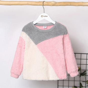 PatPat Kid Girl Sweet Colorblock Fleece πουλόβερ Φούτερ Μαλακό και άνετο ιδανικό για εξόδους και καθημερινό ντύσιμο