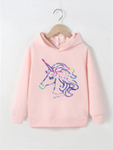 Bērnu gadījuma 4-12 gadu vecuma bērnu meiteņu vienradža raksta kapuces kleita ar garām piedurknēm kabatas jakas džemperis Mazu bērnu džemperis rudens ziema