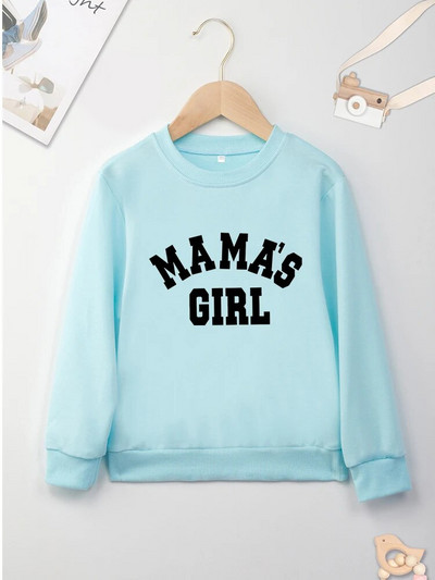 Khaki krāsas bērnu džemperi Ērti augstas kvalitātes Four Seasons Dropship O Neck Mazuļu apģērbi Mammas meitenes burti Bērnu džemperis brīvi topi