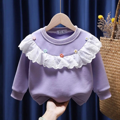 Meiteņu samta džemperis 2022. gada rudens un ziemas jauns apģērbs, izšūts rietumu stila bērni, mazas meitenes, sabiezināts ikdienas tops