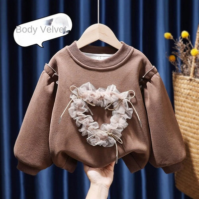 Meiteņu samta džemperis 2022. gada rudens un ziemas jauns apģērbs, izšūts rietumu stila bērni, mazas meitenes, sabiezināts ikdienas tops