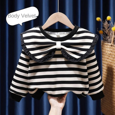 Meiteņu samta džemperis 2022. gada rudens un ziemas jauns apģērbs, izšūts rietumu stila bērni, mazas meitenes, sabiezināts ikdienas tops