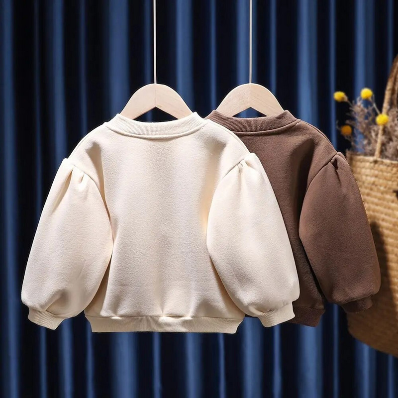 Meiteņu samta džemperis 2022. gada rudens un ziemas jauns apģērbs, izšūts rietumu stila bērni, mazas meitenes, sabiezināts ikdienas tops