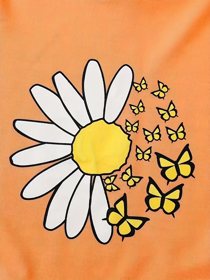 Toddler Girls Dzeltens džemperis ar kapuci ar garām piedurknēm ar ziedu apdruku