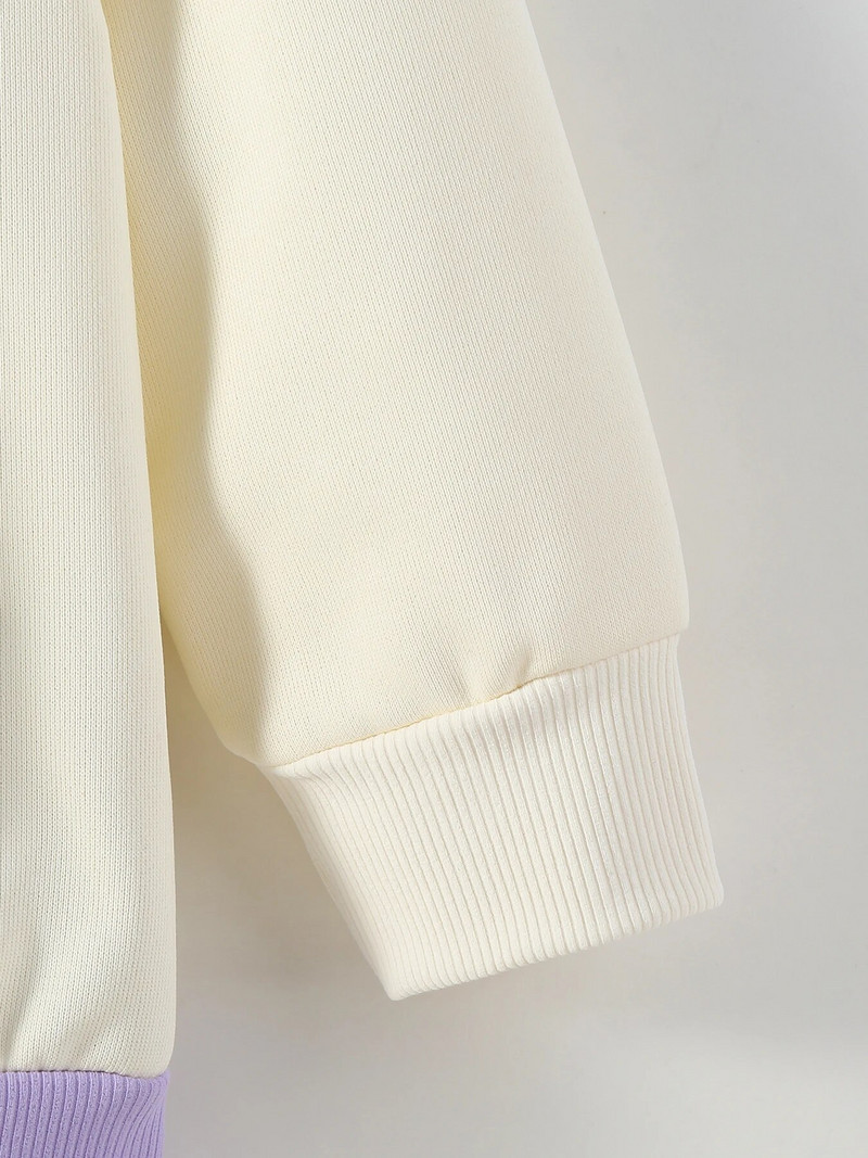 Jauns rudens džemperis purpursarkans balts krāsains bloks ērts modes gadījuma poliestera džemperis meitenēm ar garām piedurknēm 4-12 gadus vecs