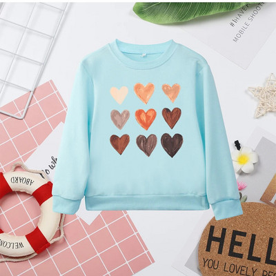 Mīlestības sirds apdrukas bērnu džemperis bez kapuces Minimālistisks Populārs Vasaras Jauns Karsts Pārdod Augstas kvalitātes bērnu džemperis Dropship Tops