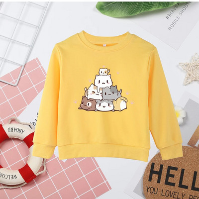 Mielos katės Spausdinti Raudoni Vaikiški megztiniai Y2K Style Vasaros Karšta Parduodu Nauji Patogūs Vaikiški džemperiai Dropship Megztiniai be gobtuvų Visiems tinkantys drabužiai