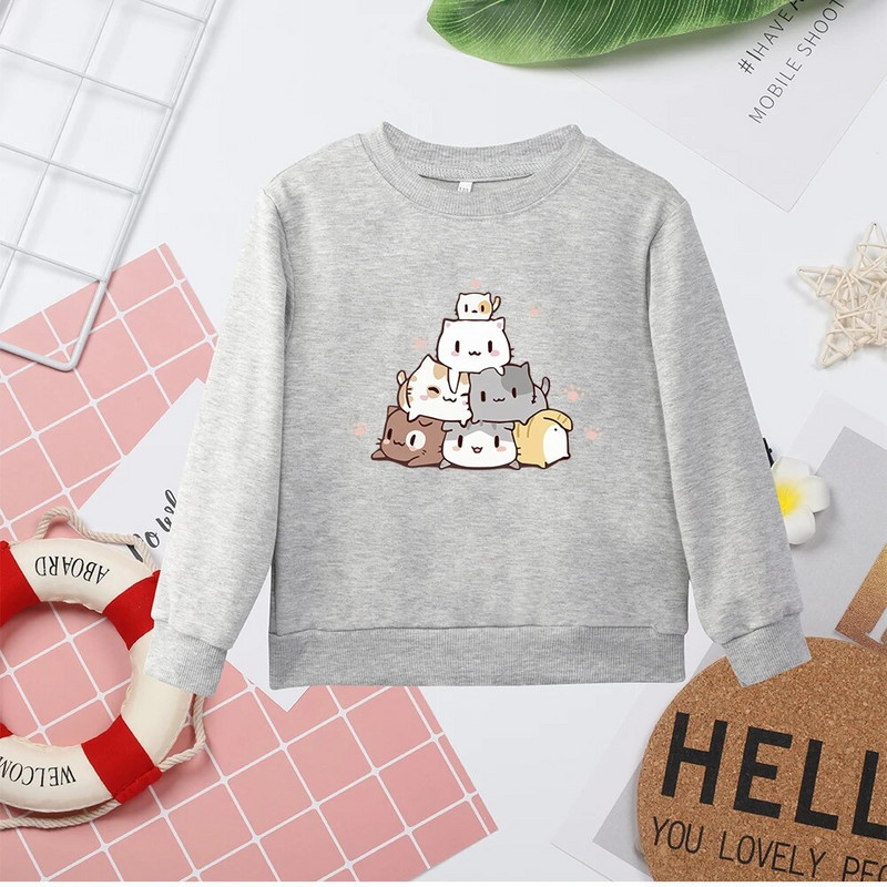 Mielos katės Spausdinti Raudoni Vaikiški megztiniai Y2K Style Vasaros Karšta Parduodu Nauji Patogūs Vaikiški džemperiai Dropship Megztiniai be gobtuvų Visiems tinkantys drabužiai