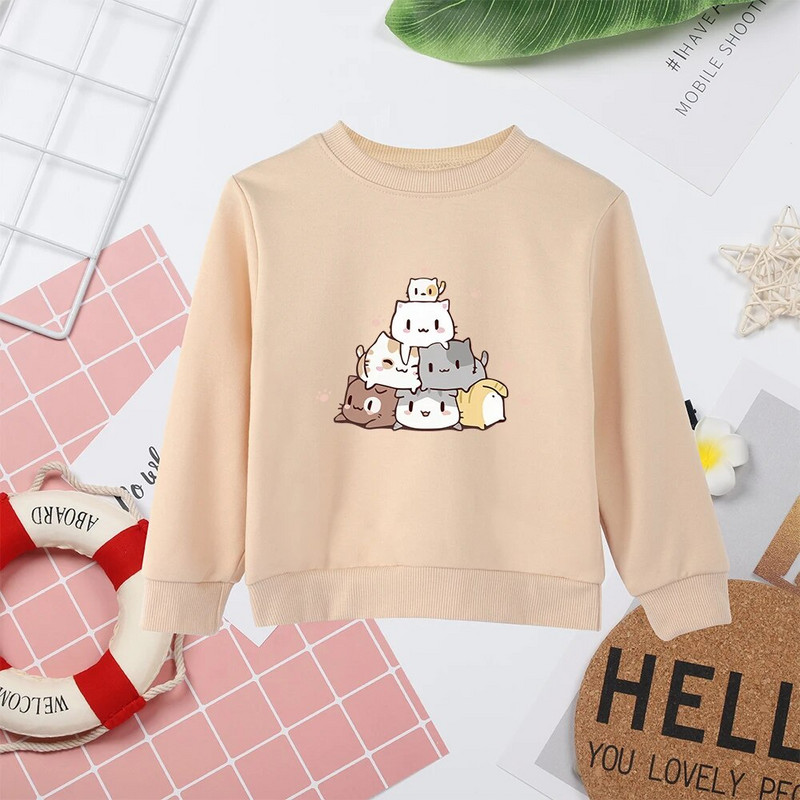 Mielos katės Spausdinti Raudoni Vaikiški megztiniai Y2K Style Vasaros Karšta Parduodu Nauji Patogūs Vaikiški džemperiai Dropship Megztiniai be gobtuvų Visiems tinkantys drabužiai