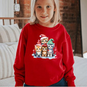 Ziemassvētku bērnu jaukums Kawaii Cat Print Ziemassvētku džemperis Meiteņu ielu apģērbs ar garām piedurknēm Karikatūra Zēnu Apģērbi Priecīgus Ziemassvētku džemperis