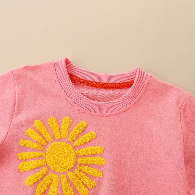 Bumeex meiteņu džemperis pavasara un rudens ar garām piedurknēm nāriņu izšuvumu meiteņu džemperis Bērnu kokvilnas pulovera džemperis