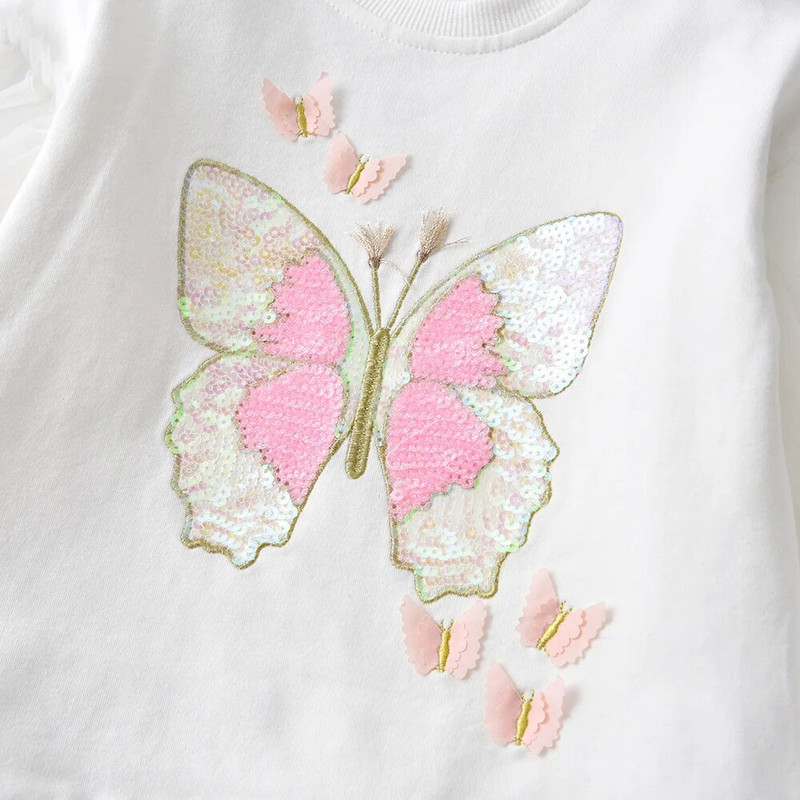 VIKITA meiteņu džemperi rudens pavasarim bērniem kokvilnas puloveru topi Butterfly Unicorn multeņu džemperis Bērnu apģērbi