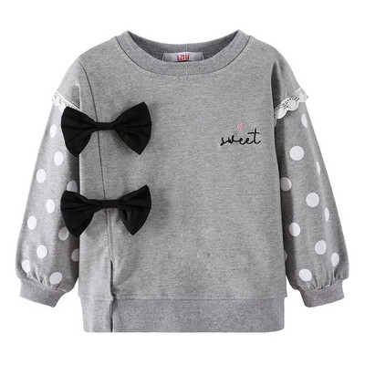 LZH Dječja odjeća Dukserica dugih rukava za djevojčice Podebljana mašna Ležerna jesen zima Dječja odjeća Majice za djevojčice 2-6 godina