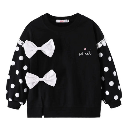 LZH Dječja odjeća Dukserica dugih rukava za djevojčice Podebljana mašna Ležerna jesen zima Dječja odjeća Majice za djevojčice 2-6 godina