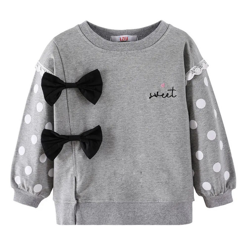 LZH Dječja odjeća Dukserica dugih rukava za djevojčice Podebljana mašna Ležerna jesen zima Dječja odjeća Majice za djevojčice 2-6 godina