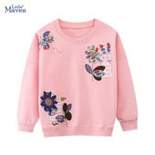 Little maven 2023 Παιδικά Ρούχα Παιδικά Ρούχα Κοριτσίστικα Φούτερ Φθινοπωρινά Κέντημα Λουλούδια Casual Ρούχα Φούτερ για παιδιά