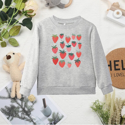 Φράουλα στάμπα ροζ χαριτωμένα παιδικά μπλουζάκια Δημοφιλή μοντέρνα υπαίθρια, υψηλής ποιότητας παιδικά πουλόβερ χωρίς κουκούλα Dropship Βρεφικά ρούχα για κορίτσι